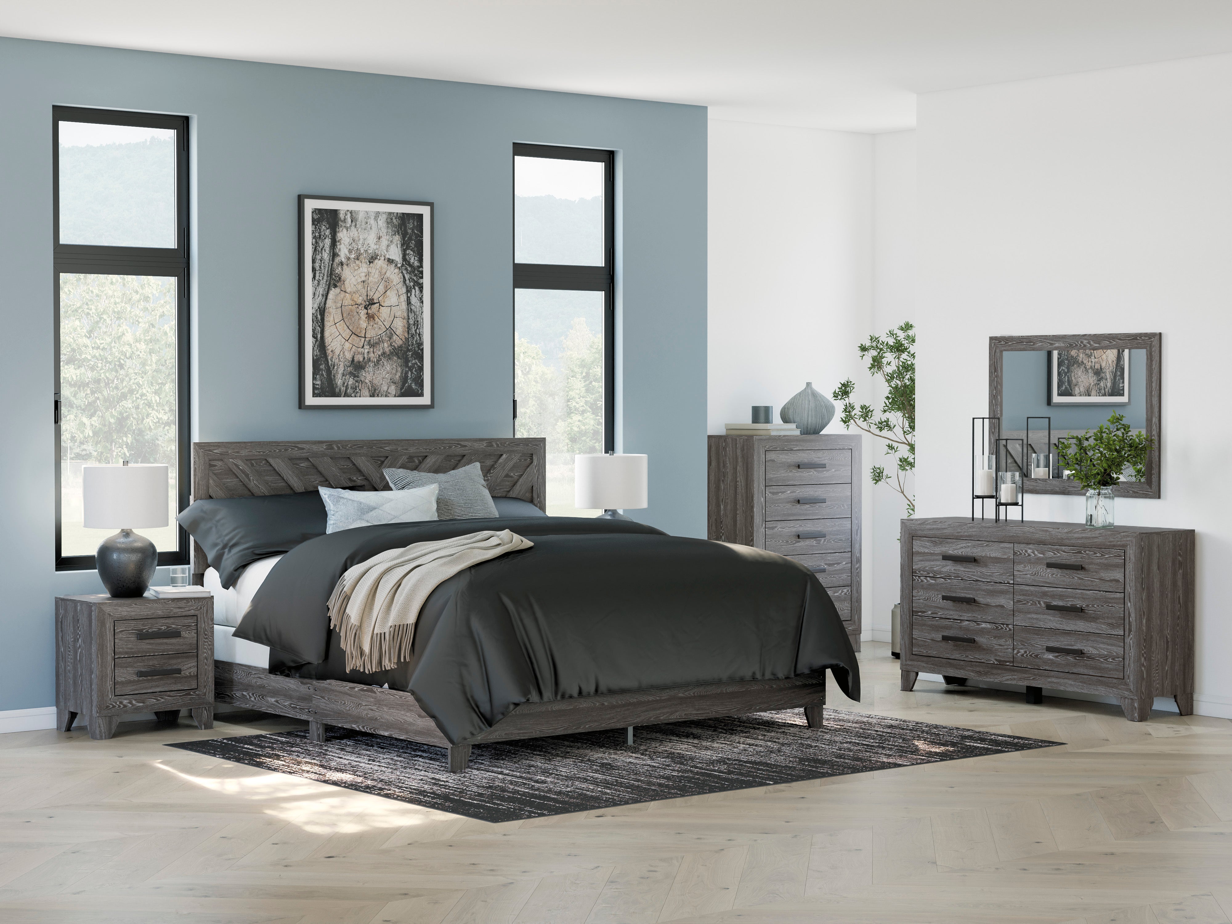 Chevron Queen Bedroom Set – Sylveri SKU: B4801-271, 31, 36, 46, 92