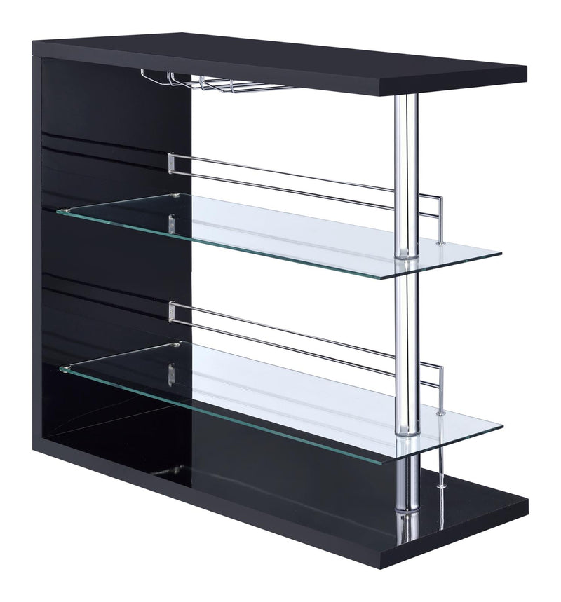 Prescott Rectangular 2-shelf Bar Unit Glossy Black - Furniture Now (CA)