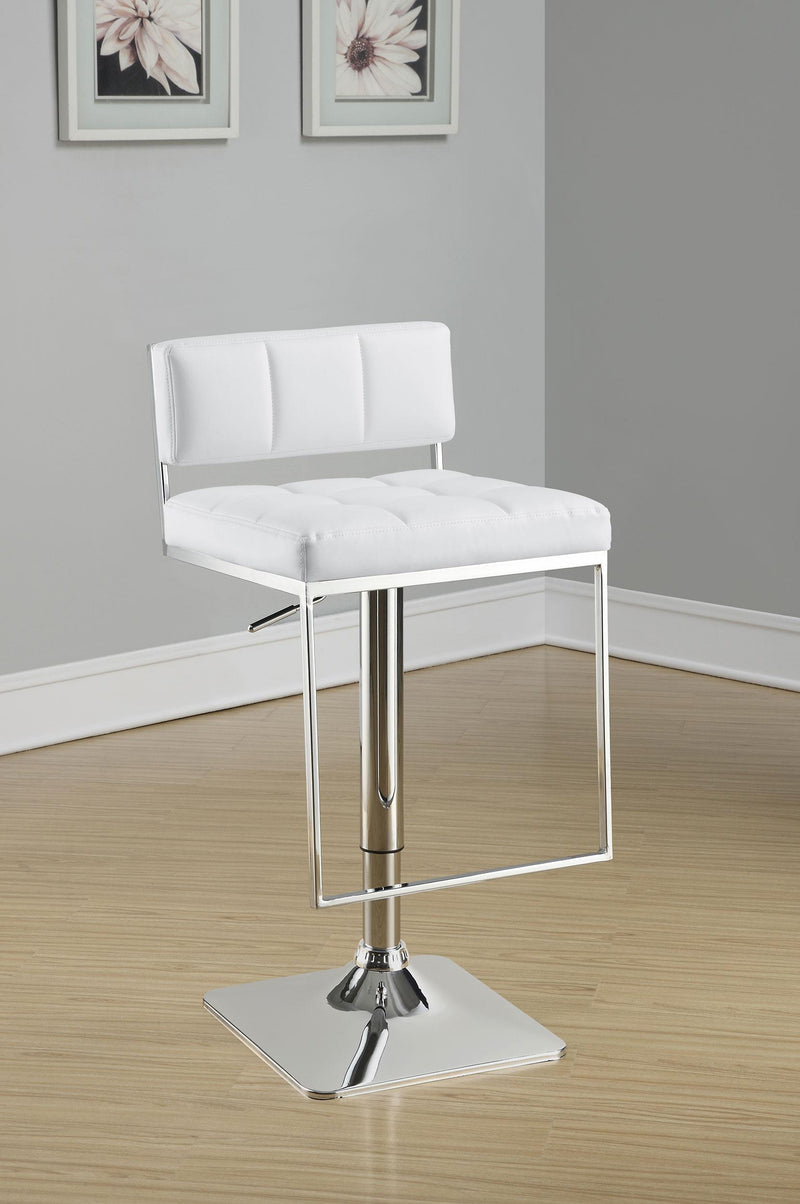 Alameda Adjustable Bar Stool White and Chrome - Furniture Now (CA)