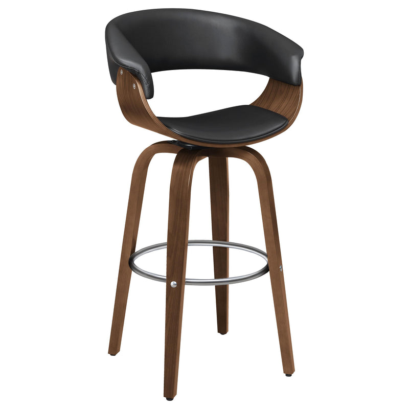 Zion Upholstered Swivel Bar Stool Walnut and Black - Furniture Now (CA)