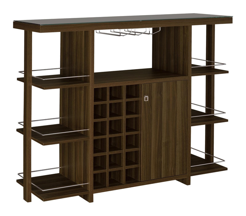 Evelio Bar Unit with Wine Bottle Storage Walnut - Furniture Now (CA)