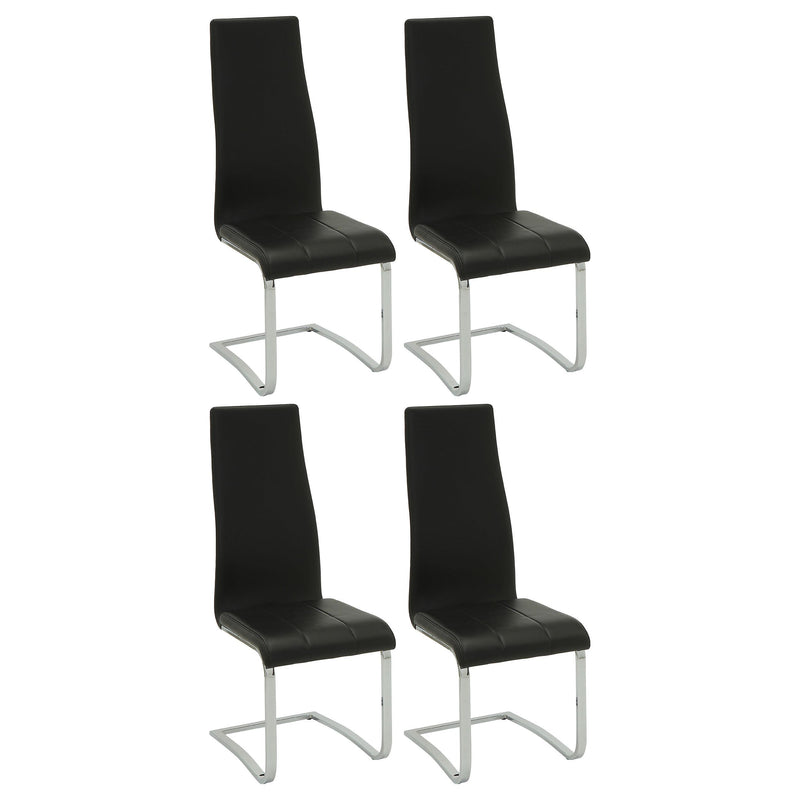 Montclair High Back Dining Chairs Black and Chrome (Set of 4) - Furniture Now (CA)