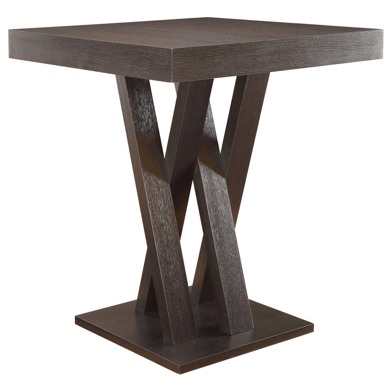 Freda Double X-shaped Base Square Bar Table Cappuccino - Furniture Now (CA)