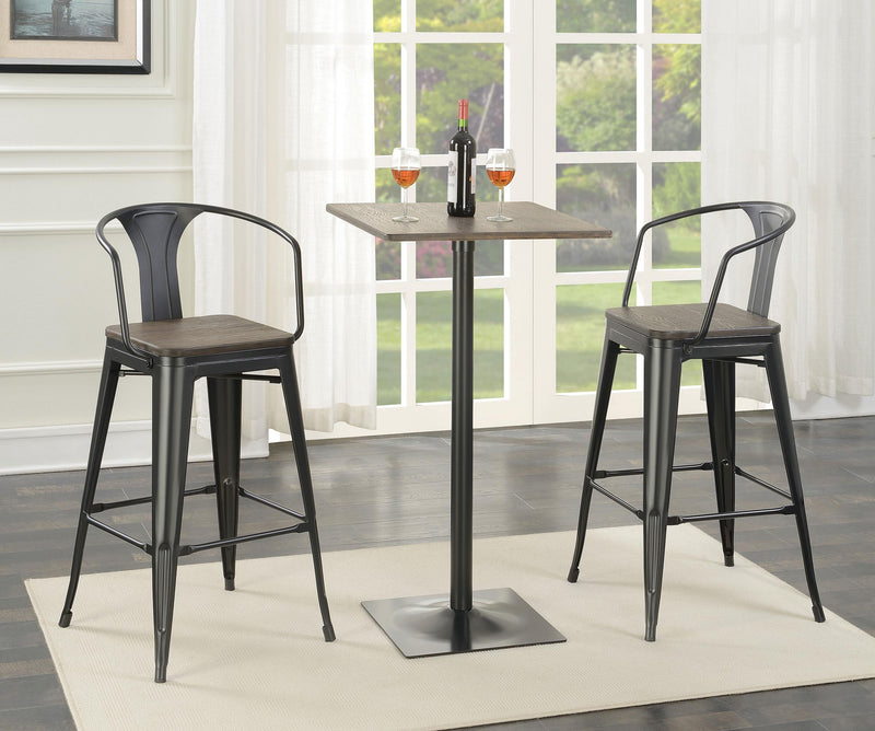 Cavalier 3-piece Square Bar Table Set Dark Elm and Black - Furniture Now (CA)