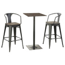 Cavalier 3-piece Square Bar Table Set Dark Elm and Black - Furniture Now (CA)