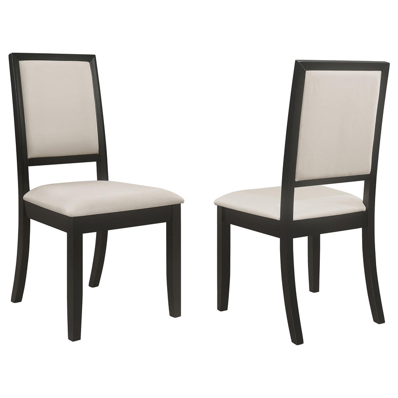 Louise Upholstered Dining Side Chairs Black and Cream (Set of 2) - Furniture Now (CA)
