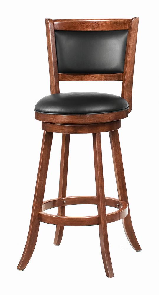 Broxton Upholstered Swivel Bar Stools Chestnut and Black (Set of 2) - Furniture Now (CA)