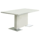 Anges T-shaped Pedestal Dining Table Glossy White - Furniture Now (CA)