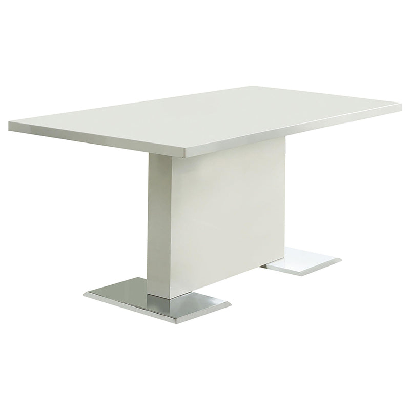 Anges T-shaped Pedestal Dining Table Glossy White - Furniture Now (CA)