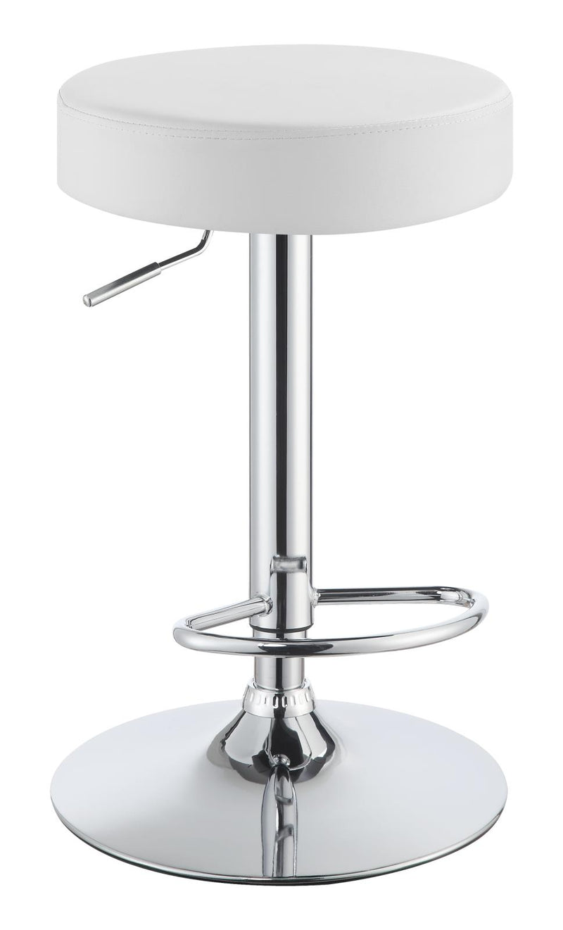 Ramses Adjustable Backless Bar Stool Chrome and White - Furniture Now (CA)