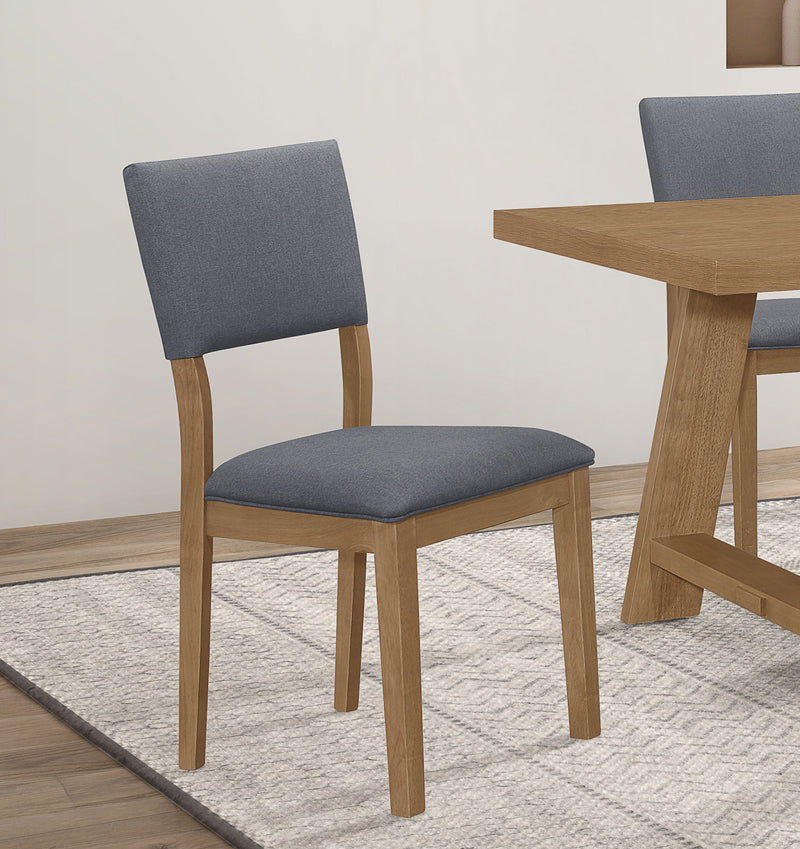 Sharon Open Back Padded Upholstered Dining Side Chair Blue and Brown (Set of 2) - Furniture Now (CA)