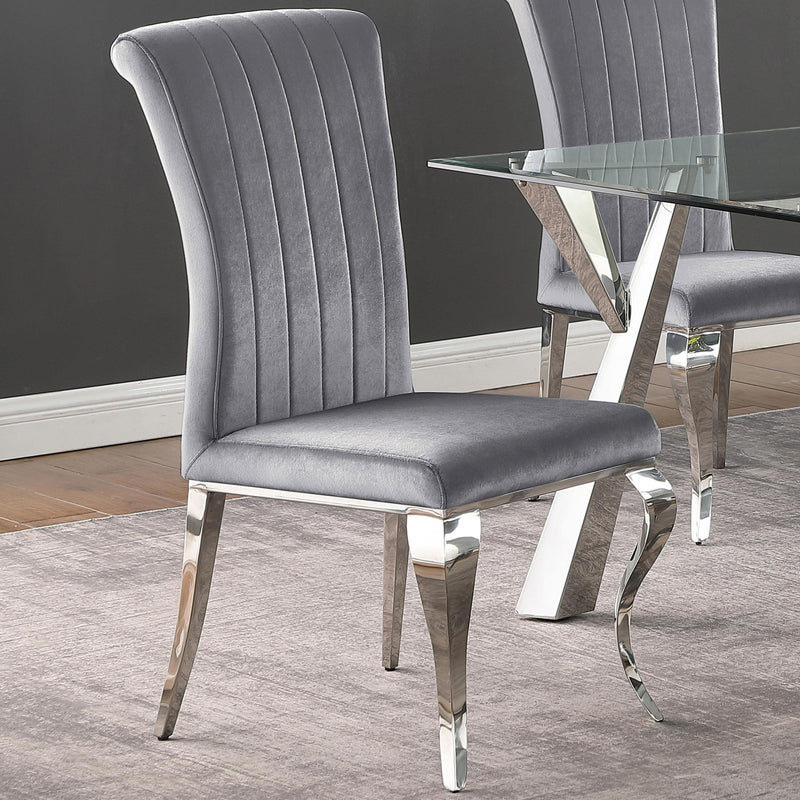 Betty Upholstered Side Chairs Grey and Chrome (Set of 4) - Furniture Now (CA)