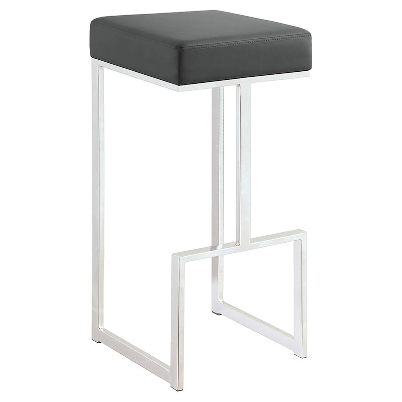 Gervase Square Bar Stool Grey and Chrome - Furniture Now (CA)