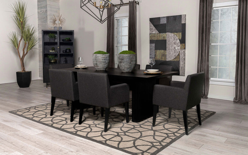 Catherine Rectangular Double Pedestal Dining Table Black - Furniture Now (CA)