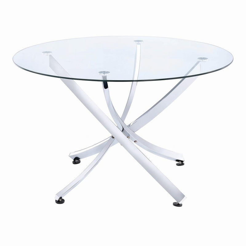 Beckham Round Dining Table Chrome and Clear - Furniture Now (CA)