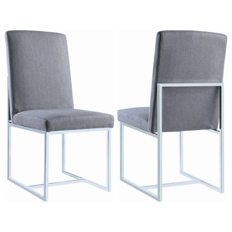 Mackinnon Upholstered Side Chairs Grey and Chrome (Set of 2) - Furniture Now (CA)