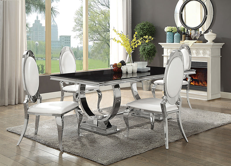 Antoine Rectangular Glass Top Dining Set Chrome - Furniture Now (CA)