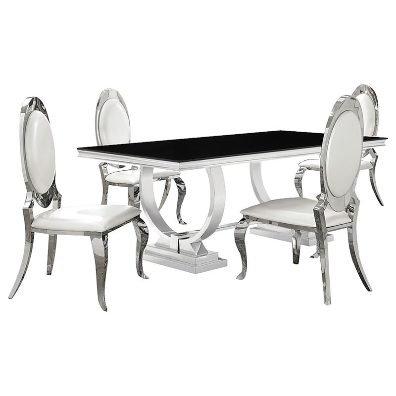 Antoine Rectangular Glass Top Dining Set Chrome - Furniture Now (CA)