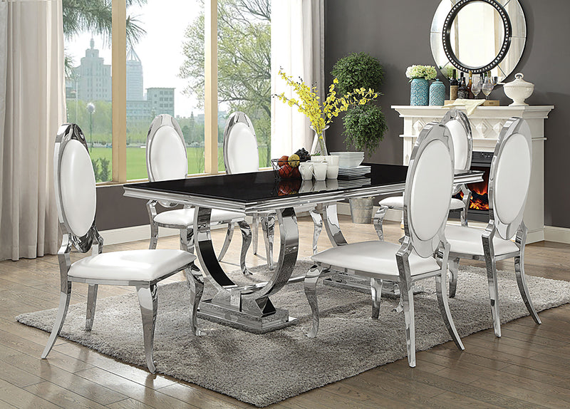 Antoine Rectangular Glass Top Dining Set Chrome - Furniture Now (CA)