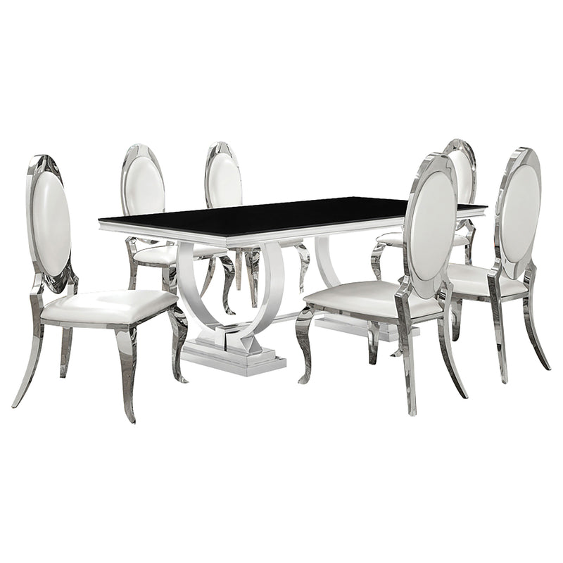 Antoine Rectangular Glass Top Dining Set Chrome - Furniture Now (CA)