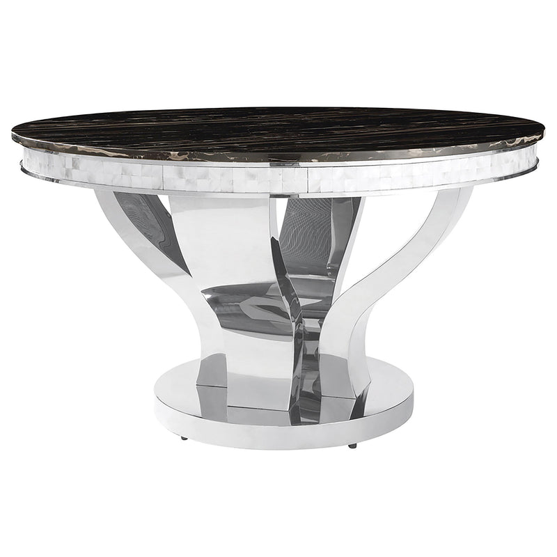 Anchorage Round Dining Table Chrome and Black - Furniture Now (CA)