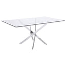 Carmelo X-shaped Dining Table Chrome and Clear - Furniture Now (CA)