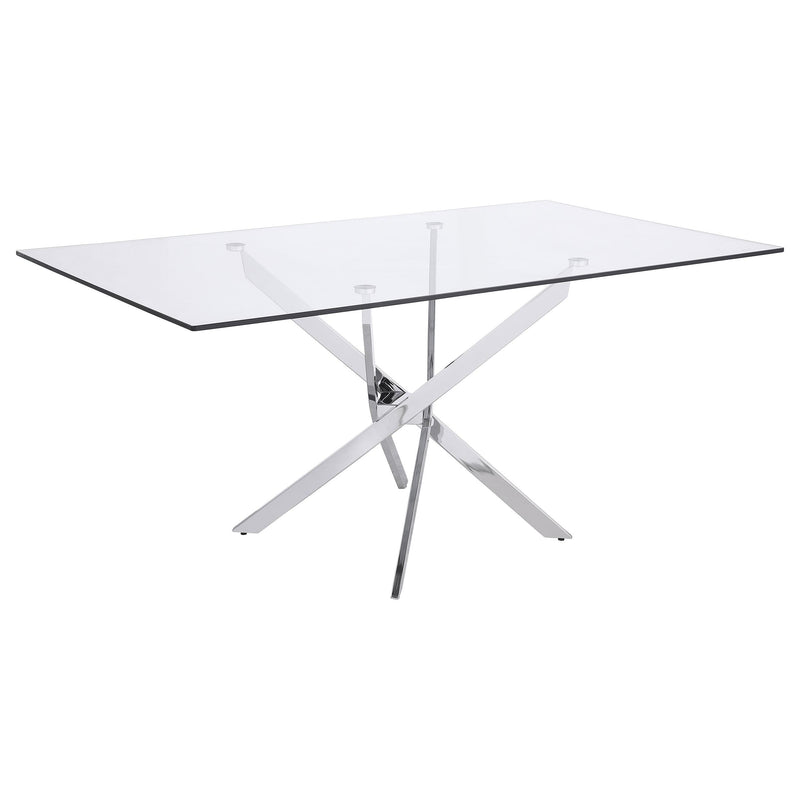 Carmelo X-shaped Dining Table Chrome and Clear - Furniture Now (CA)