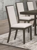 Kelly Upholstered Solid Back Dining Side Chair Beige and Dark Grey (Set of 2) - Furniture Now (CA)