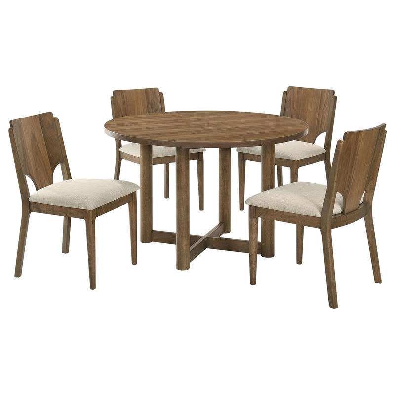 Crestmore 5-piece 46-inch Round Wood Dining Table Set Walnut - Furniture Now (CA)