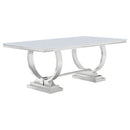Antoine Rectangle Dining Table White and Chrome - Furniture Now (CA)