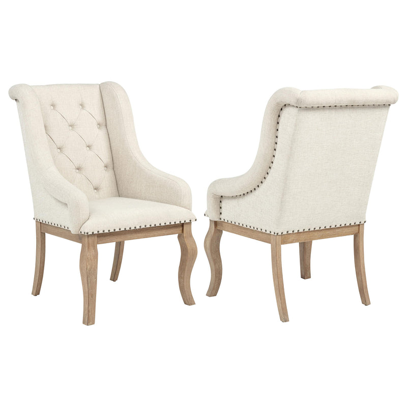 Brockway Tufted Arm Chairs Cream and Barley Brown (Set of 2) - Furniture Now (CA)
