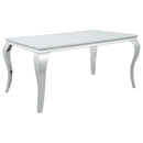 Carone Rectangular Glass Top Dining Table White and Chrome - Furniture Now (CA)
