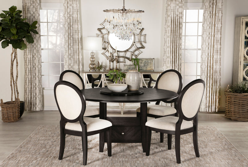 Twyla 5-piece Round Dining Set Dark Cocoa and Cream - Furniture Now (CA)