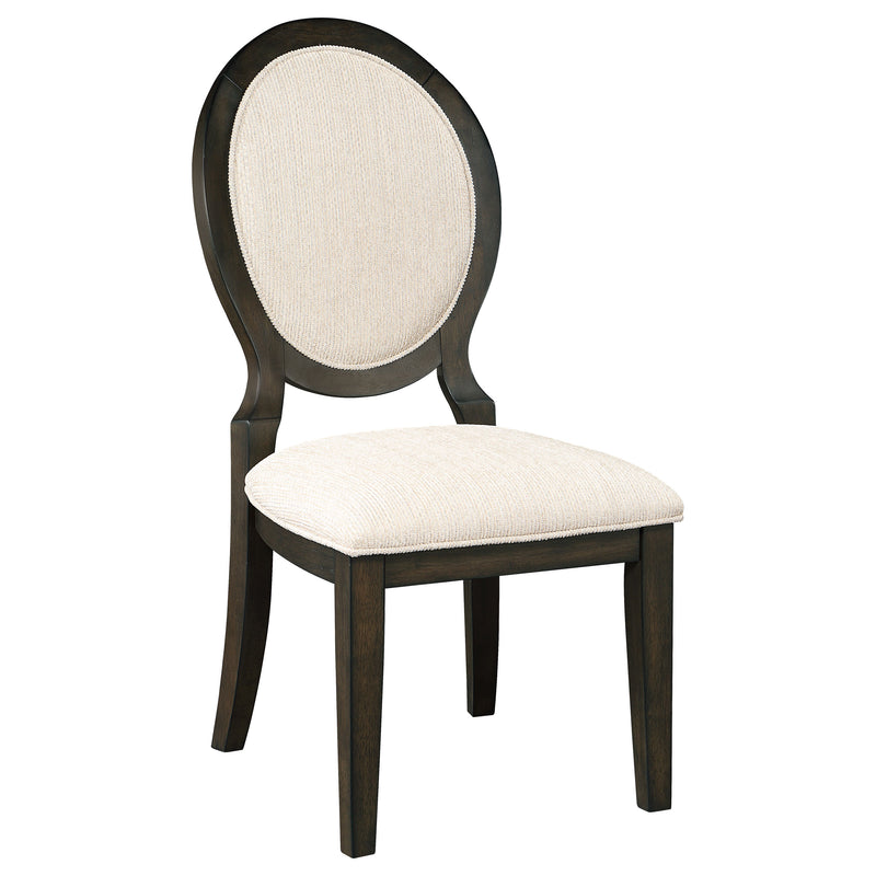 Twyla Upholstered Oval Back Dining Side Chairs Cream and Dark Cocoa (Set of 2) - Furniture Now (CA)