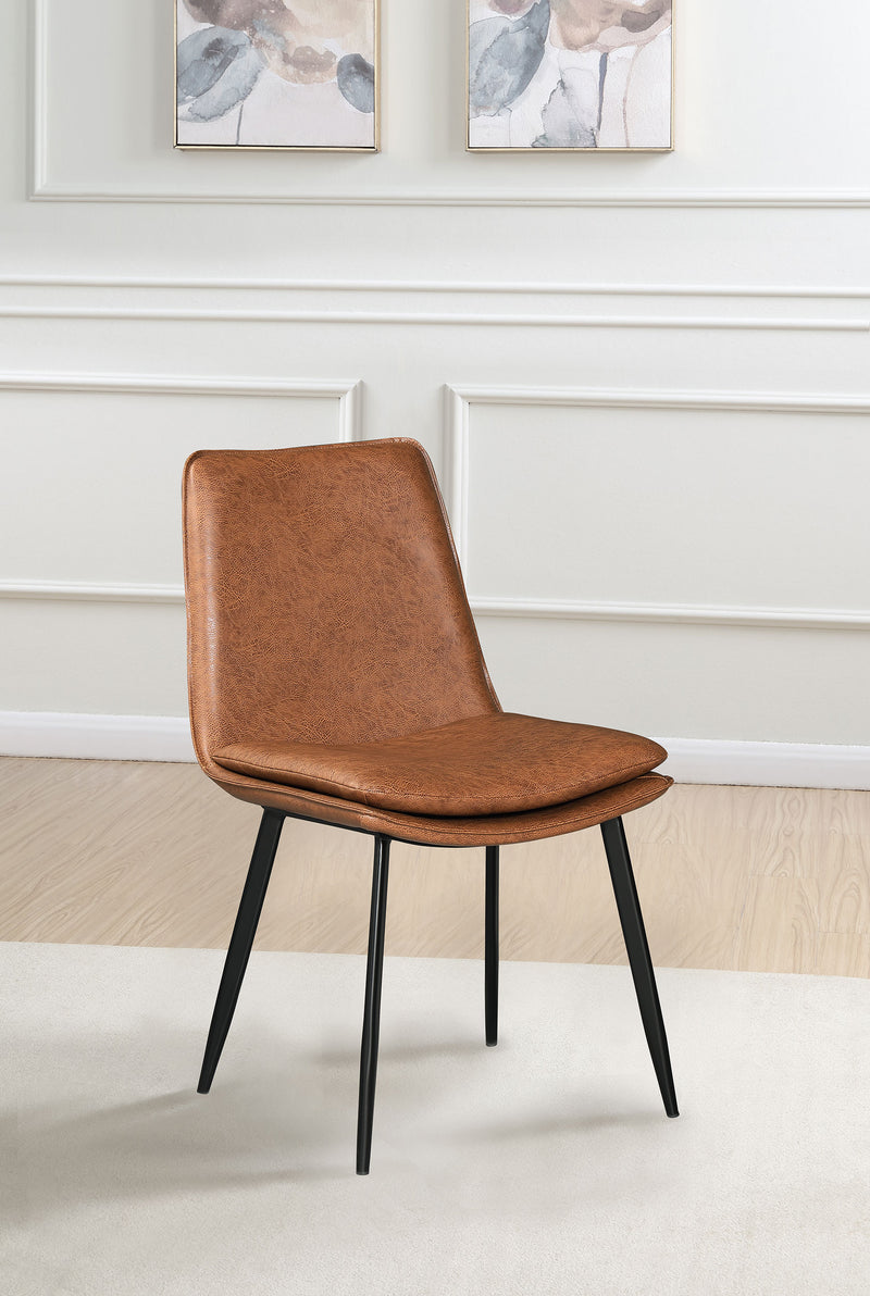 Ortega Padded Seat Solid Back Dining Side Chair Coffee and Black (Set of 2) - Furniture Now (CA)