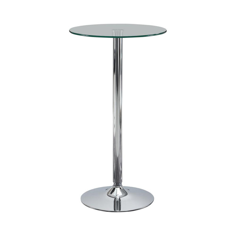 Abiline Glass Top Round Bar Table Chrome - Furniture Now (CA)
