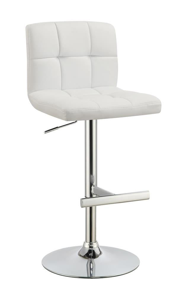 Lenny Adjustable Bar Stools Chrome and White (Set of 2) - Furniture Now (CA)