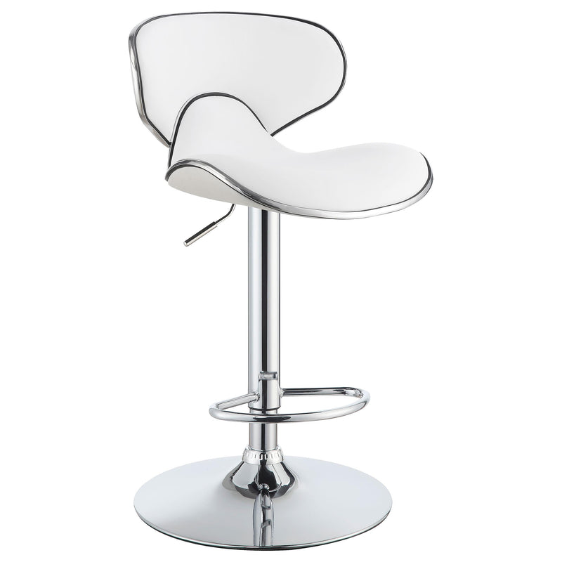 Edenton Upholstered Adjustable Height Bar Stools White and Chrome (Set of 2) - Furniture Now (CA)