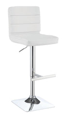 Bianca Upholstered Adjustable Bar Stools White and Chrome (Set of 2) - Furniture Now (CA)