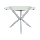 Vance Glass Top Dining Table with X-cross Base Chrome - Furniture Now (CA)