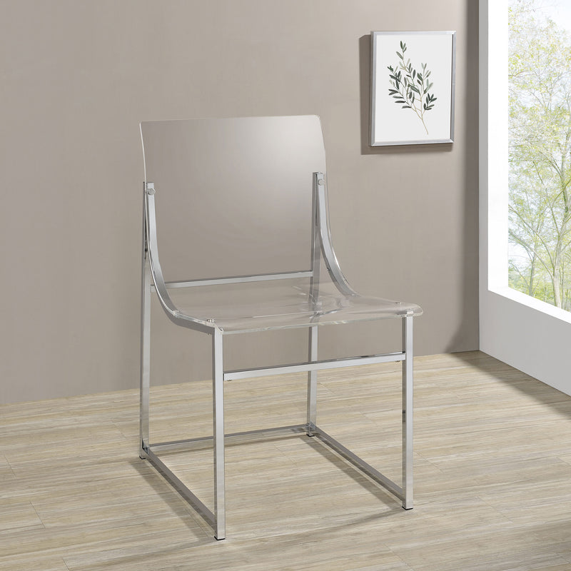 Adino Acrylic Dining Side Chair Clear and Chrome - Furniture Now (CA)