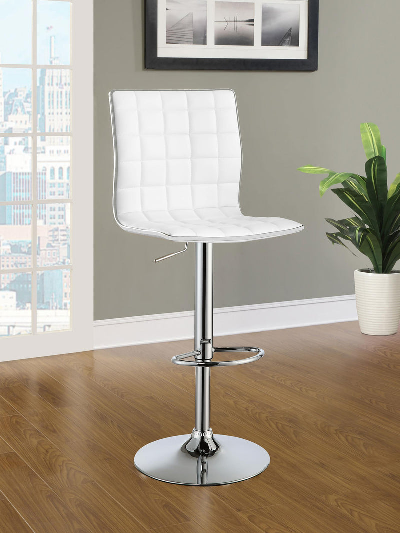 Ashbury Upholstered Adjustable Bar Stools White and Chrome (Set of 2) - Furniture Now (CA)