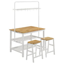 Edgeworth 3-piece Kitchen Island Counter Table Set White - Furniture Now (CA)