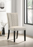 Malia Upholstered Solid Back Dining Side Chair Beige and Black (Set of 2) - Furniture Now (CA)