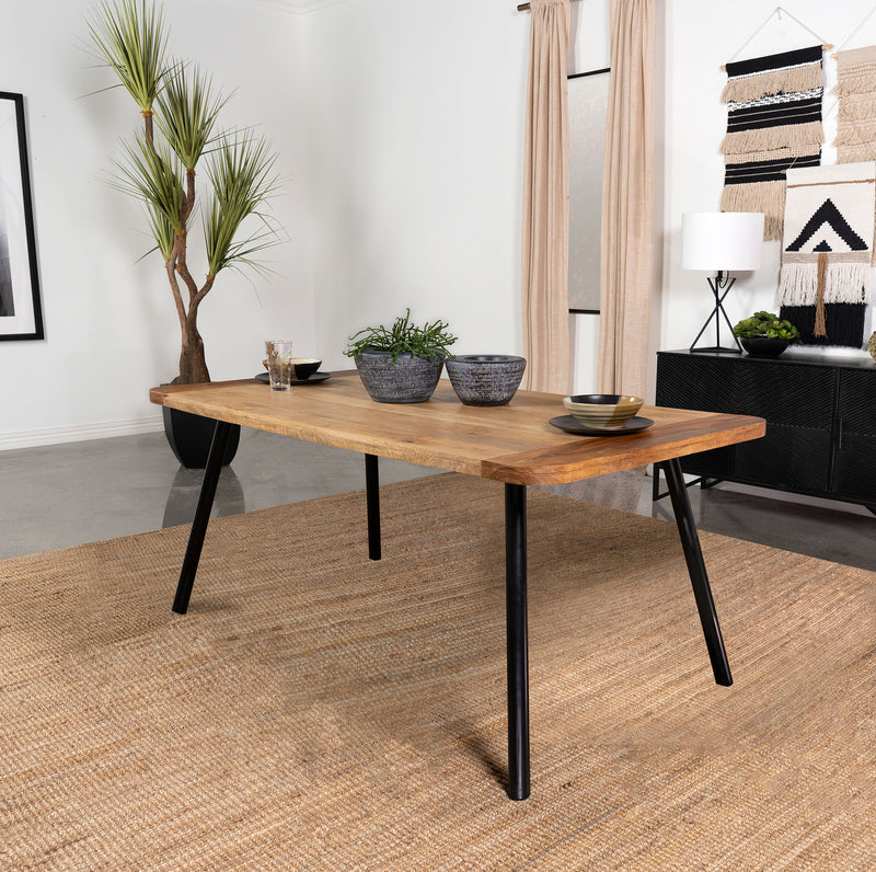 Maverick Rectangular Tapered Legs Dining Table Natural Mango and Black - Furniture Now (CA)