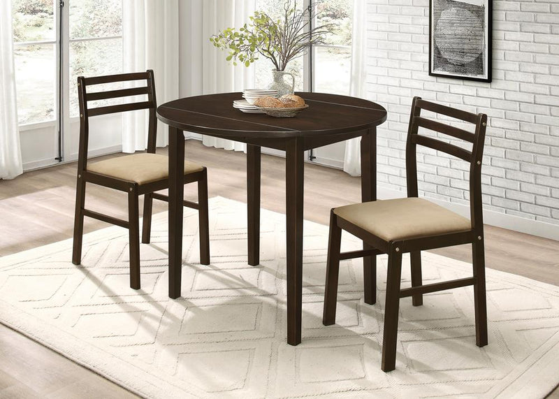 Bucknell 3-piece Dining Set with Drop Leaf Cappuccino and Tan - Furniture Now (CA)