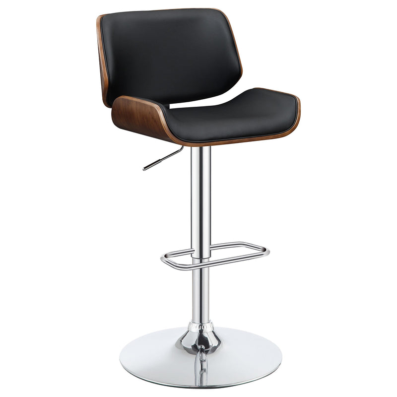 Folsom Upholstered Adjustable Bar Stool Black and Chrome - Furniture Now (CA)