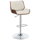 Folsom Upholstered Adjustable Bar Stool Ecru and Chrome - Furniture Now (CA)