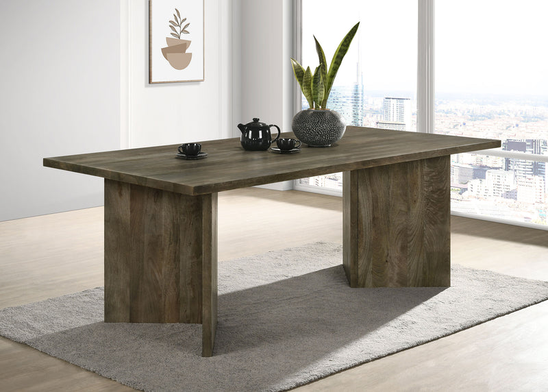 Tyler Rectangular Double V-Leg Dining Table Mango Brown - Furniture Now (CA)
