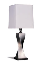 Keene Square Shade Table Lamps White and Antique Silver (Set of 2) - Furniture Now (CA)